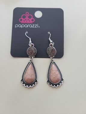 Paparazzi Browm Teardrop Stone Dangle Earrings
